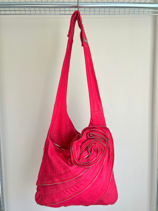 Red Zip Rose Crossbody Bag