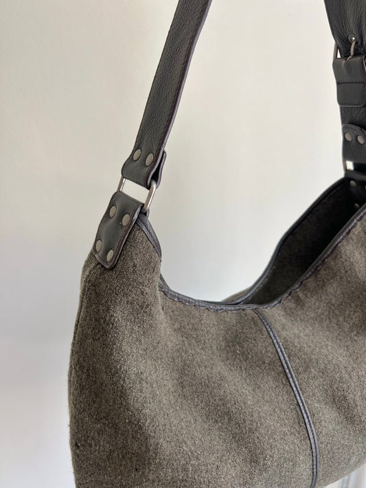 Grey Wool Crossbody Bag