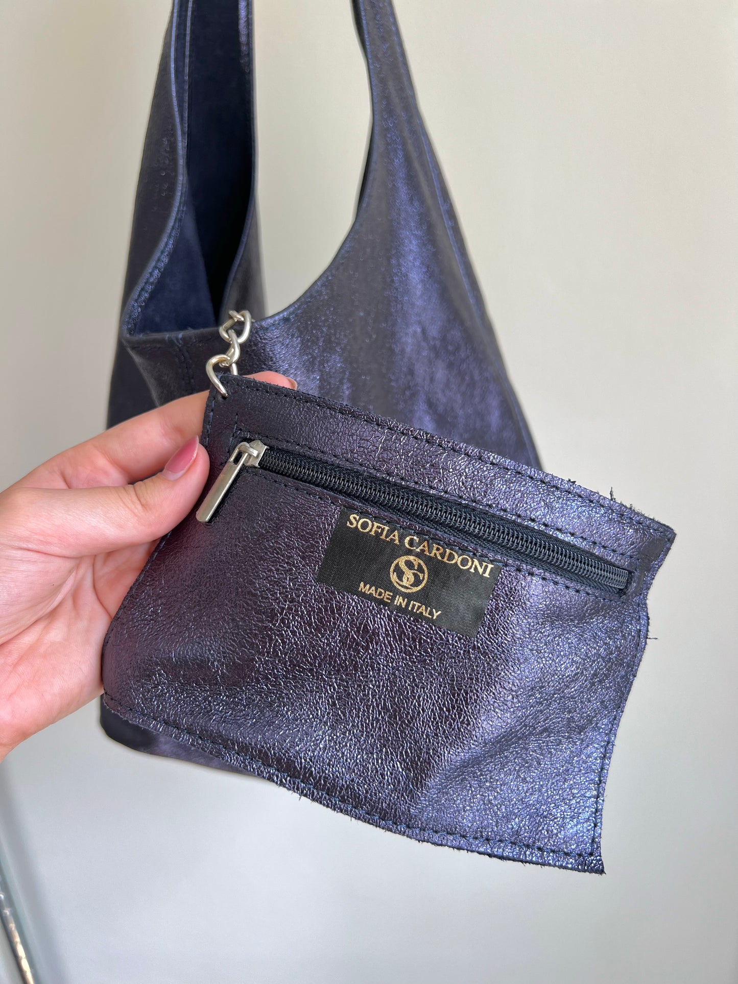 Sofia Cardoni Metallic Purple Hobo Bag