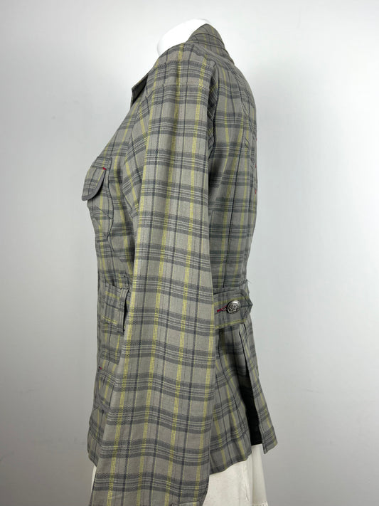 Grey Check Fitted Jacket