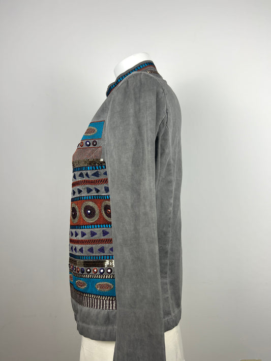 Grey Embroidered Sequin Jacket