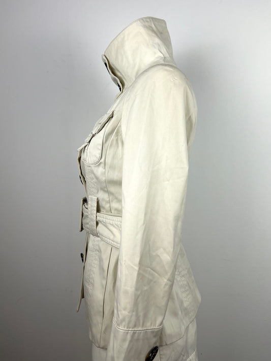 Cream Cotton Belted Safari Jacket
