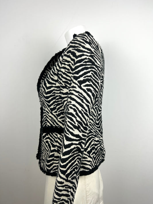 Orsay Zebra Print Fringe Jacket