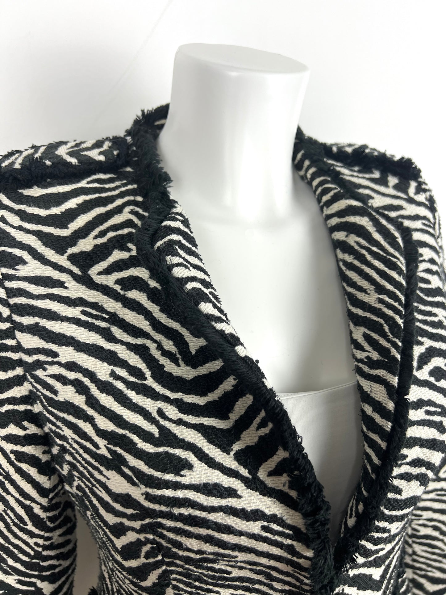 Orsay Zebra Print Fringe Jacket