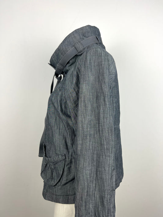 Grey High-Collar Utility Jacket