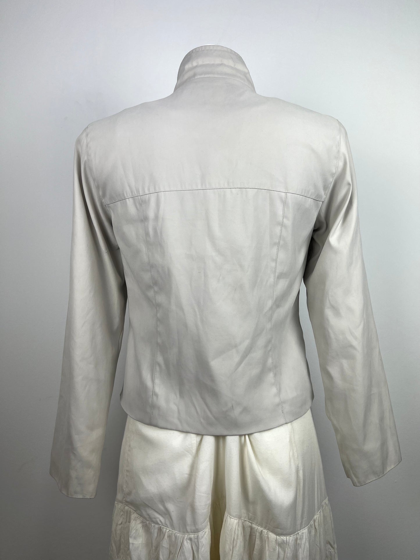 White High Collar Zip-Up Jacket