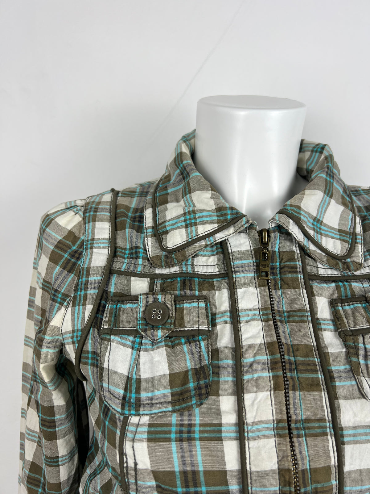 Plaid 3/4 Sleeve Jacket