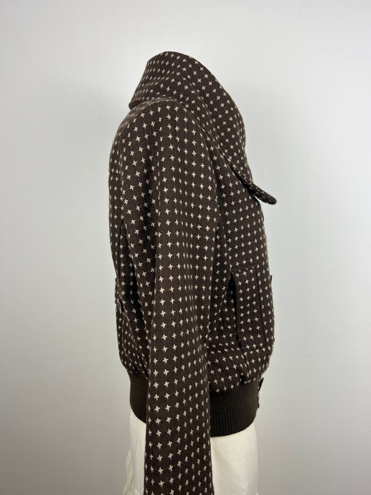 Brown Patterned Double-Breasted Jacket