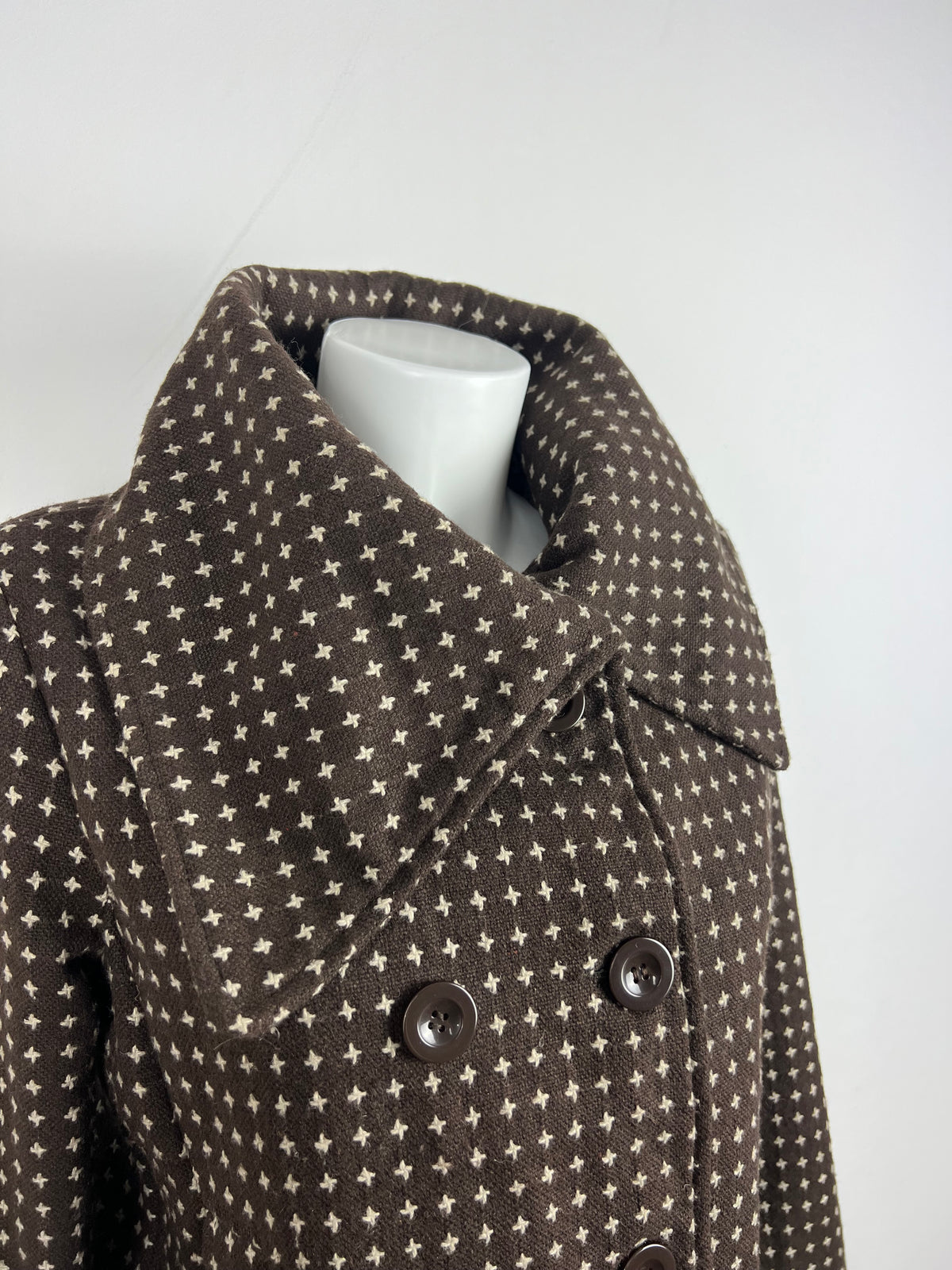 Brown Patterned Double-Breasted Jacket