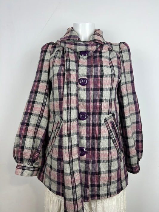 Plaid Scarf Detail Coat