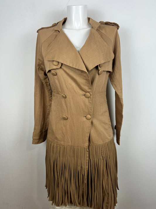 Tan Fringe Trench Coat