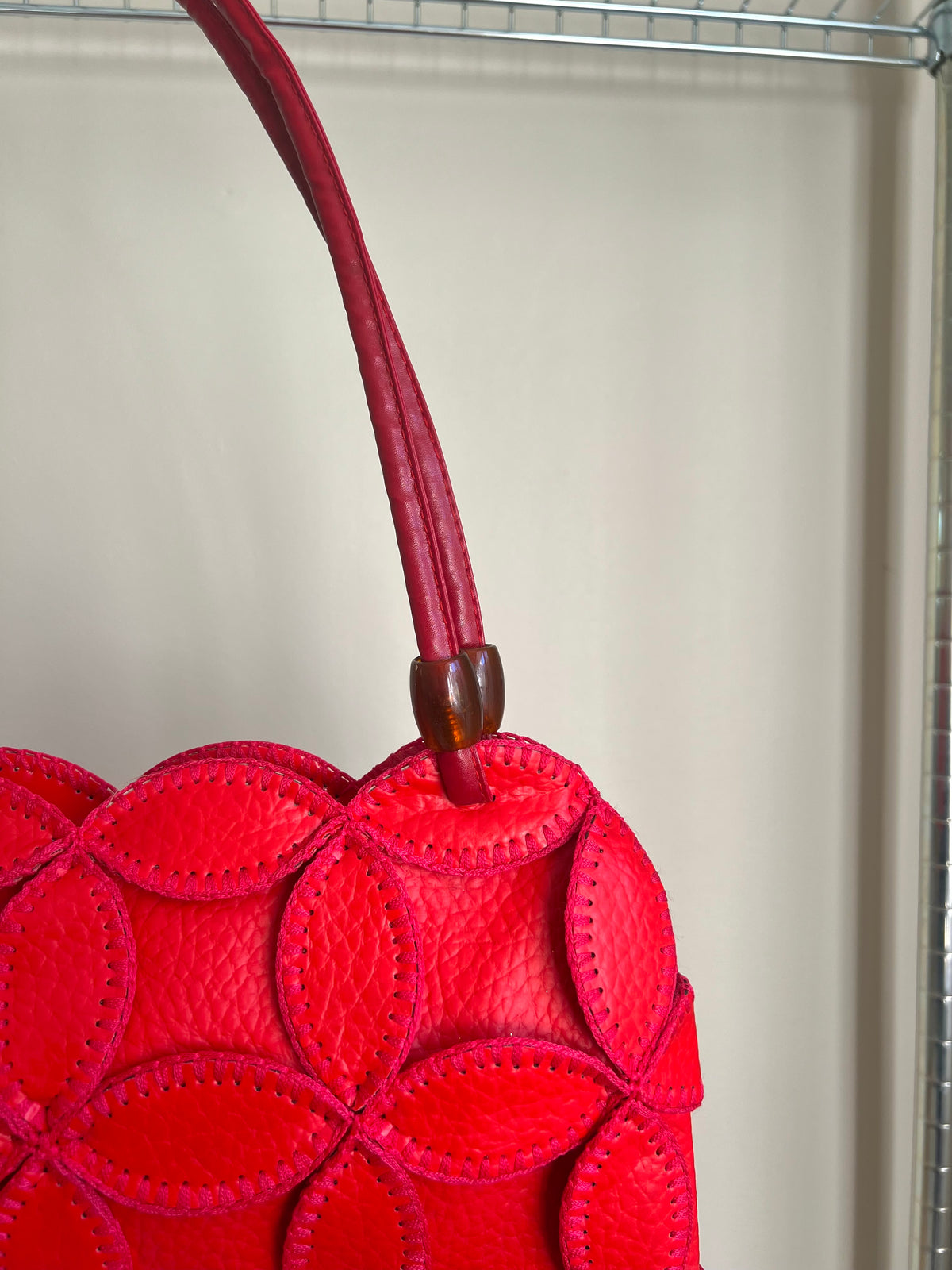 Red Petal Patchwork Shoulder Bag