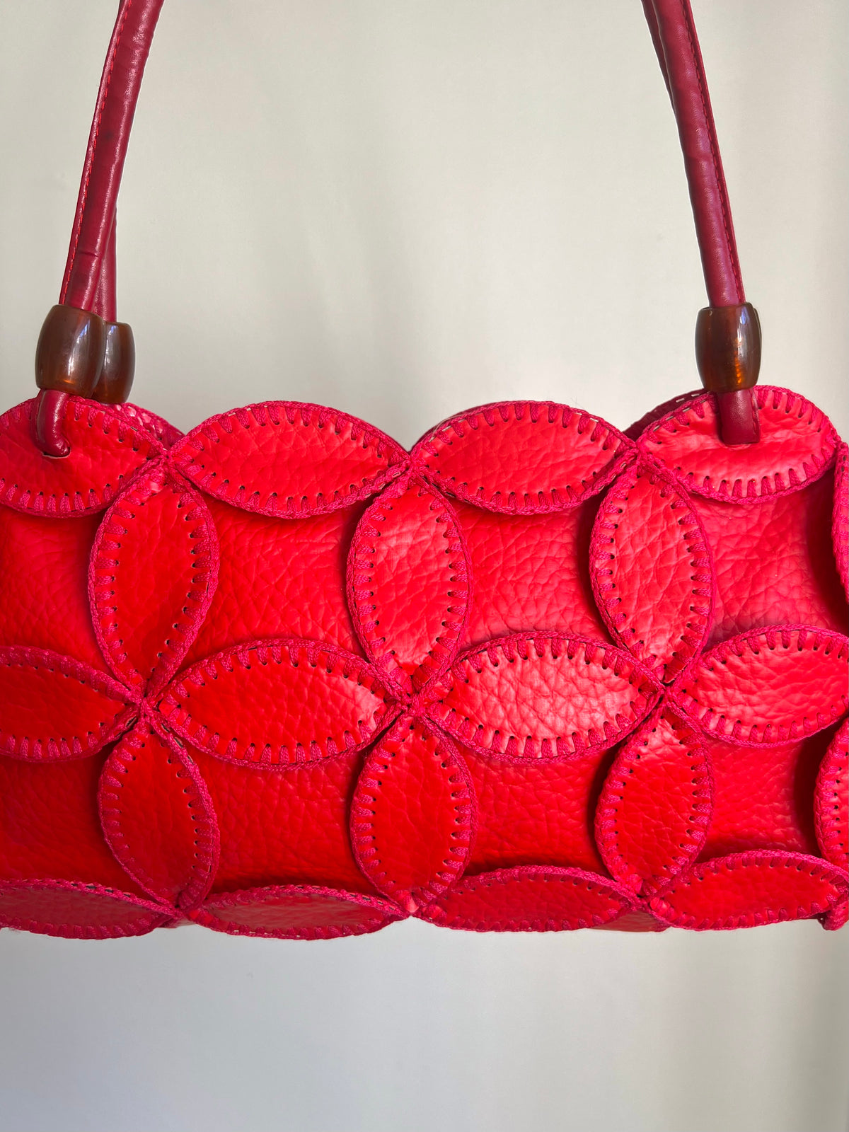 Red Petal Patchwork Shoulder Bag