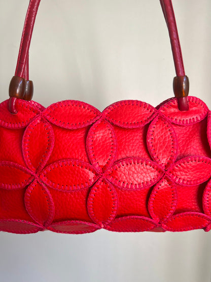 Red Petal Patchwork Shoulder Bag
