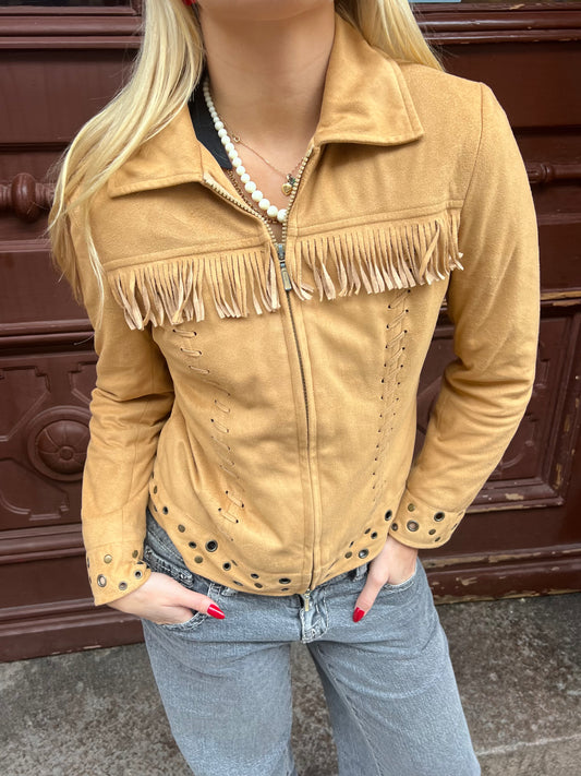 Beige Fringe Jacket