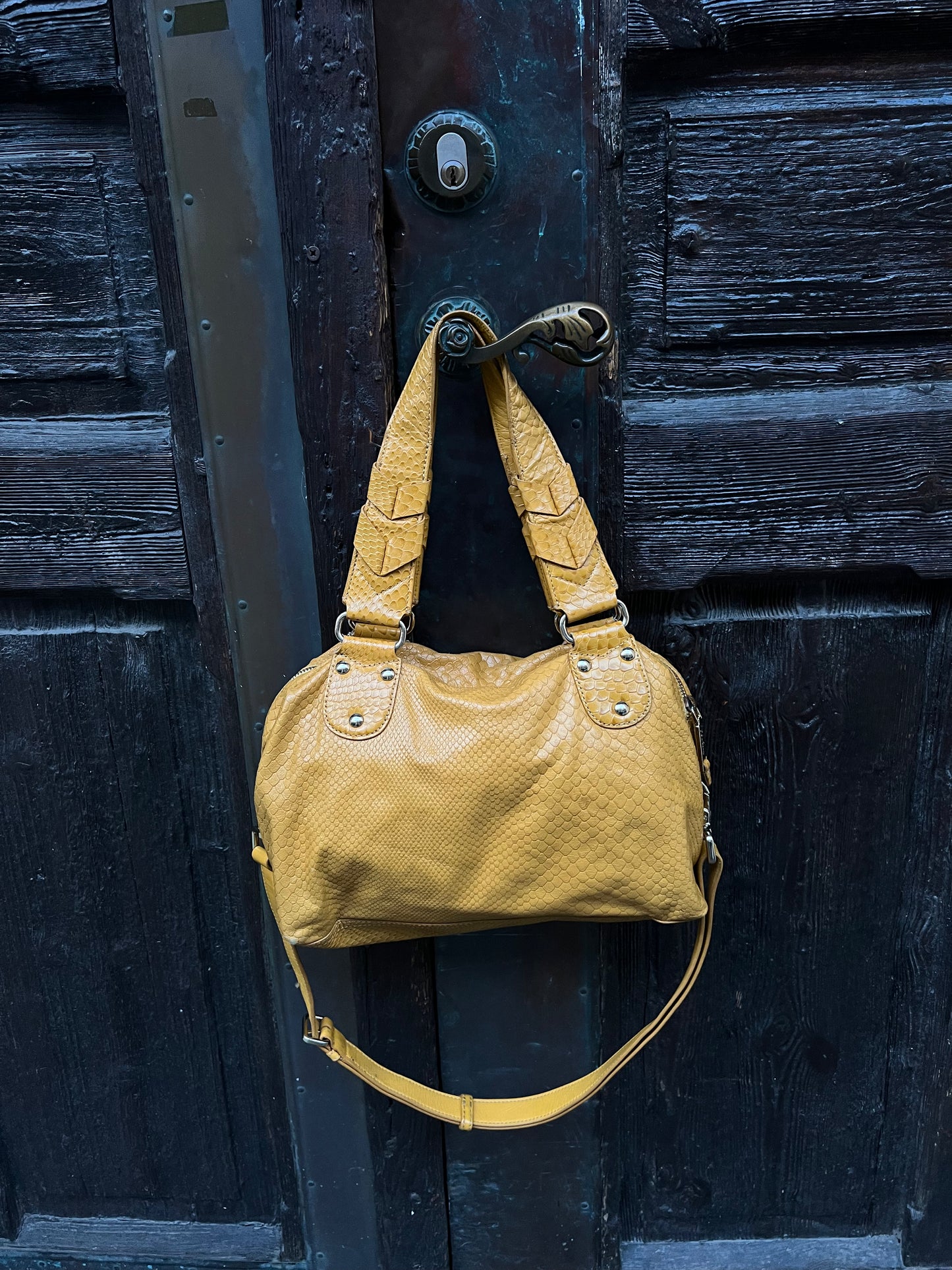 Cole Haan Yellow Snakeskin Shoulder Bag