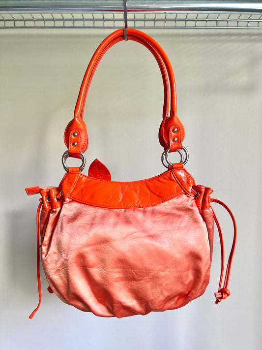 Coral Satin Rose Shoulder Bag