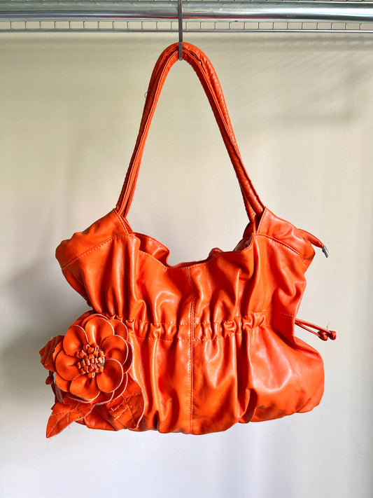 Orange Flower Detail Shoulder Bag