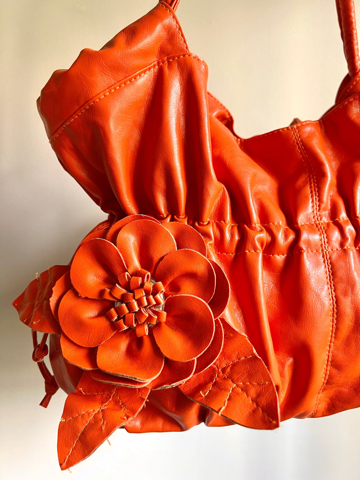 Orange Flower Detail Shoulder Bag