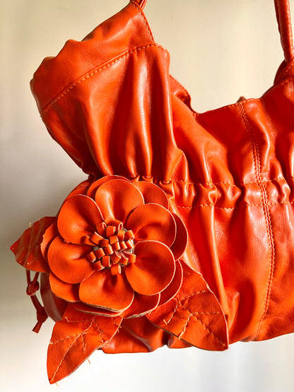 Orange Flower Detail Shoulder Bag