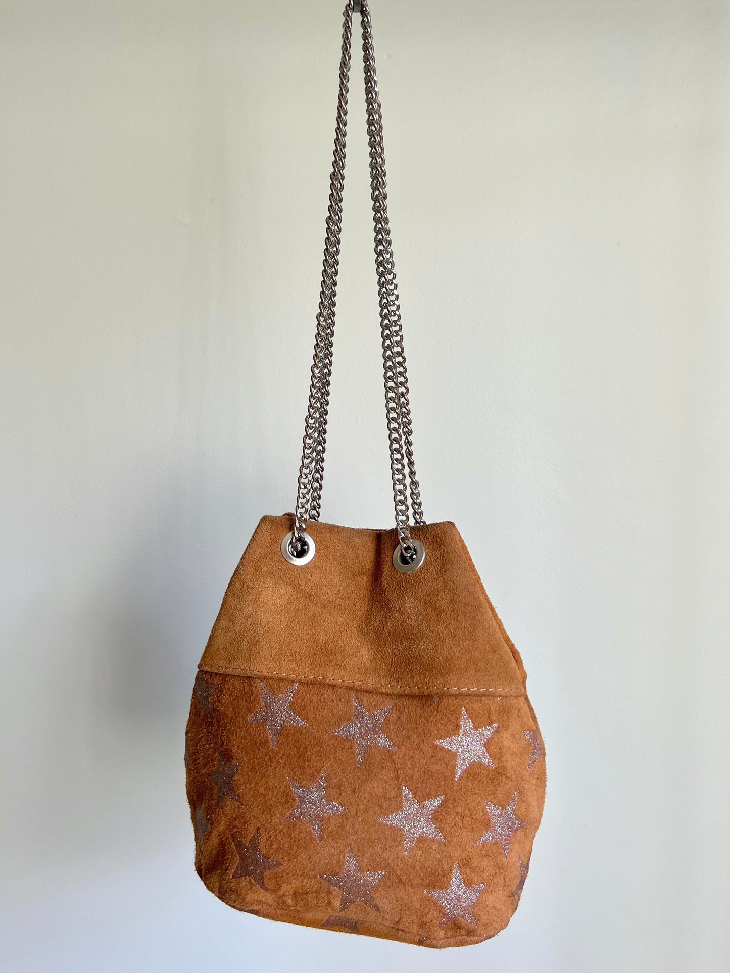 Brown Suede Star Shoulder Bag
