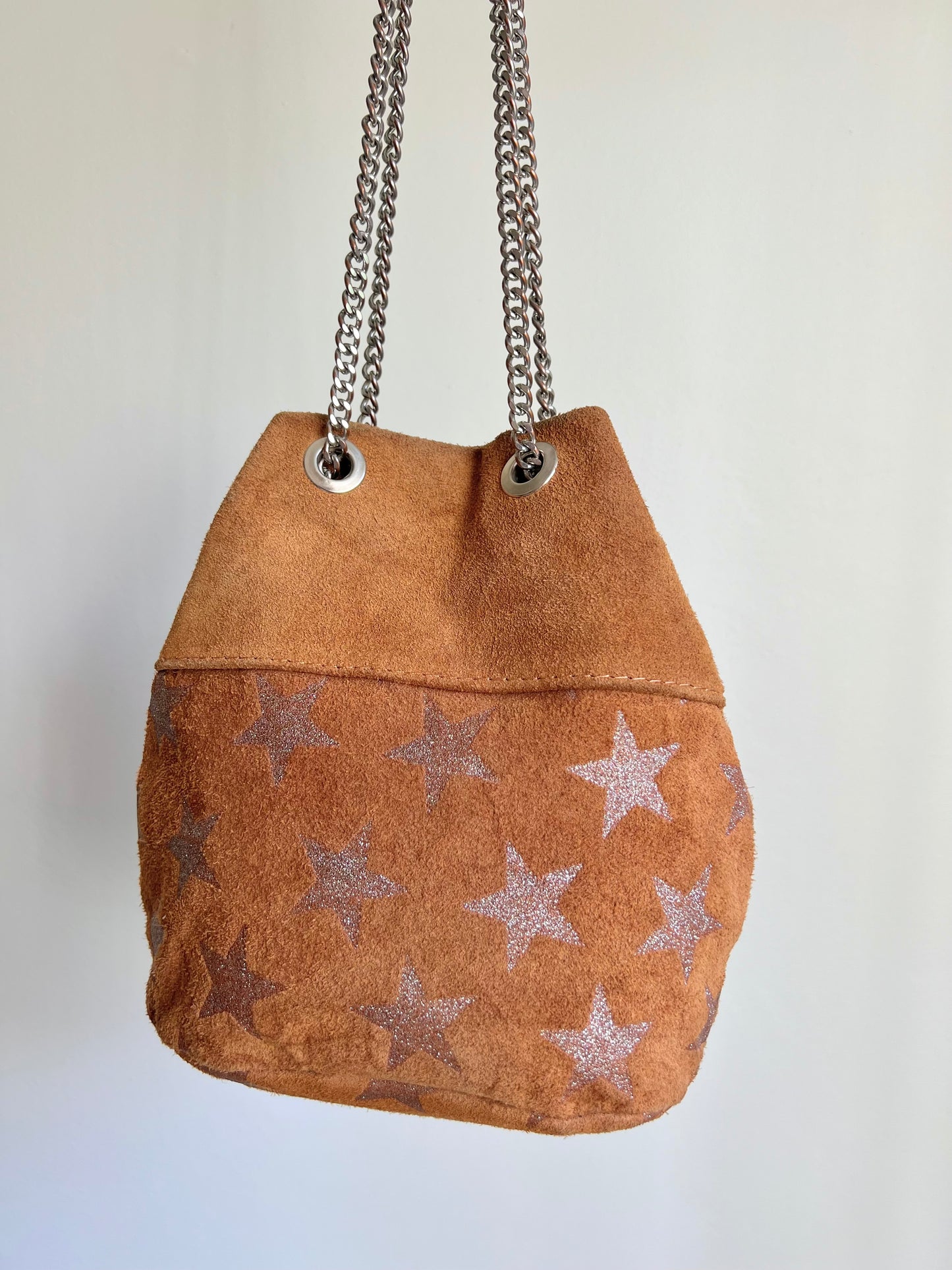 Brown Suede Star Shoulder Bag