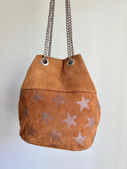 Brown Suede Star Shoulder Bag