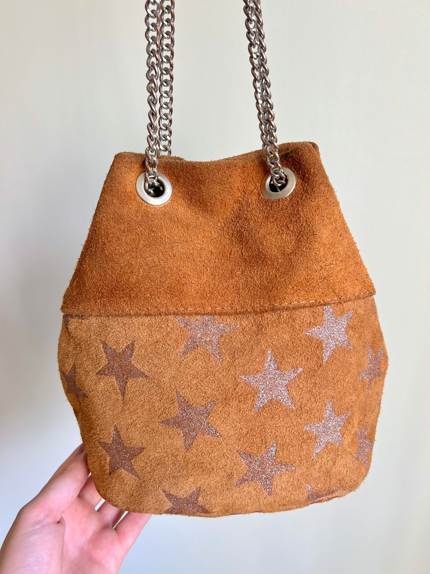 Brown Suede Star Shoulder Bag