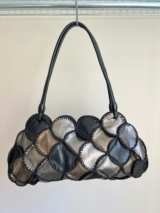Black, Silver and Gold Patchwork Shoulder Bag