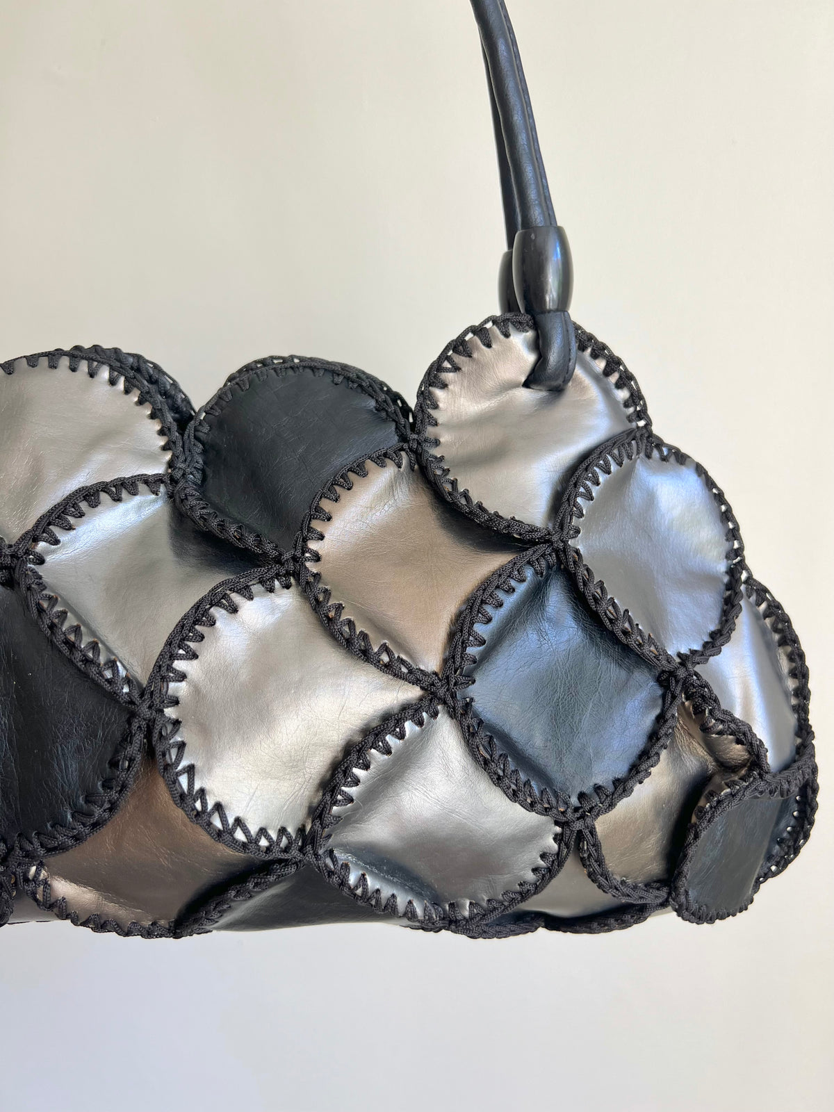 Black, Silver and Gold Patchwork Shoulder Bag