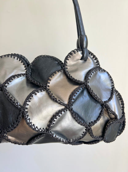 Black, Silver and Gold Patchwork Shoulder Bag