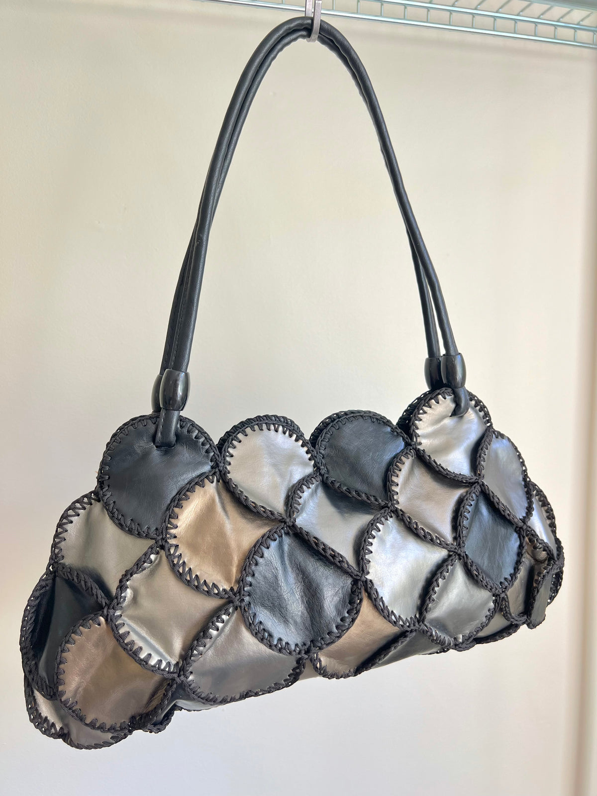 Black, Silver and Gold Patchwork Shoulder Bag