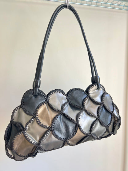 Black, Silver and Gold Patchwork Shoulder Bag