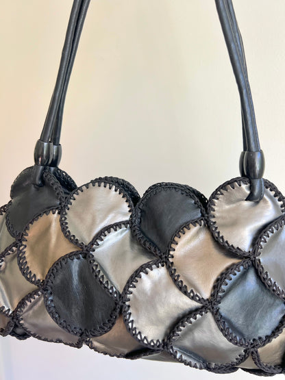 Black, Silver and Gold Patchwork Shoulder Bag