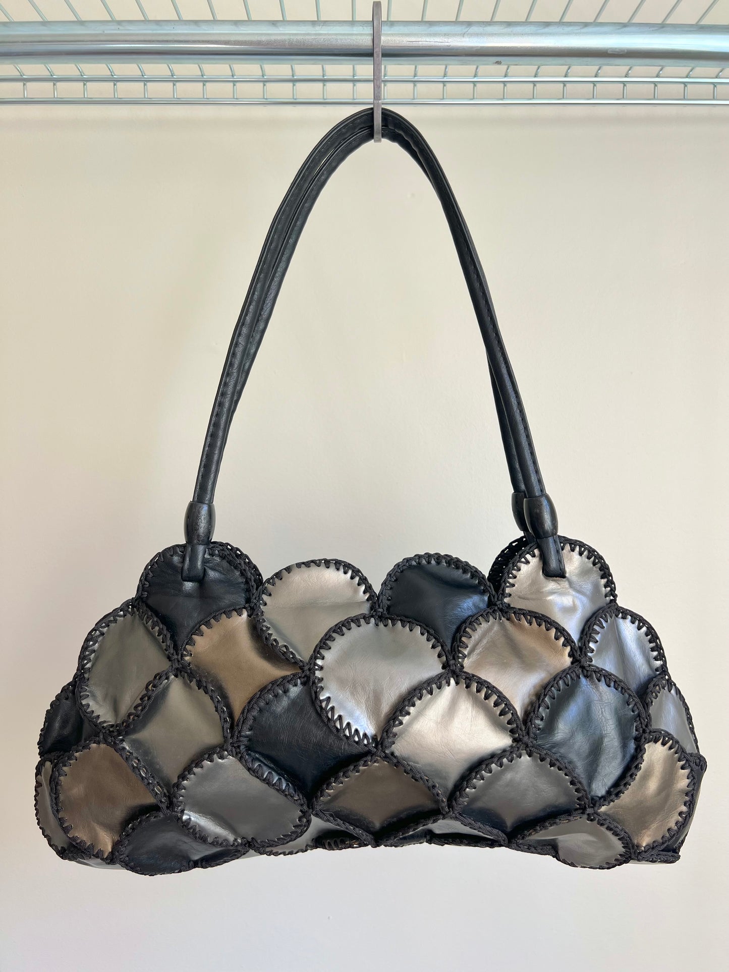 Black, Silver and Gold Patchwork Shoulder Bag