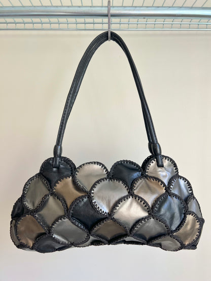 Black, Silver and Gold Patchwork Shoulder Bag