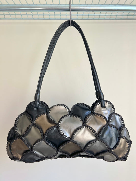 Black, Silver and Gold Patchwork Shoulder Bag
