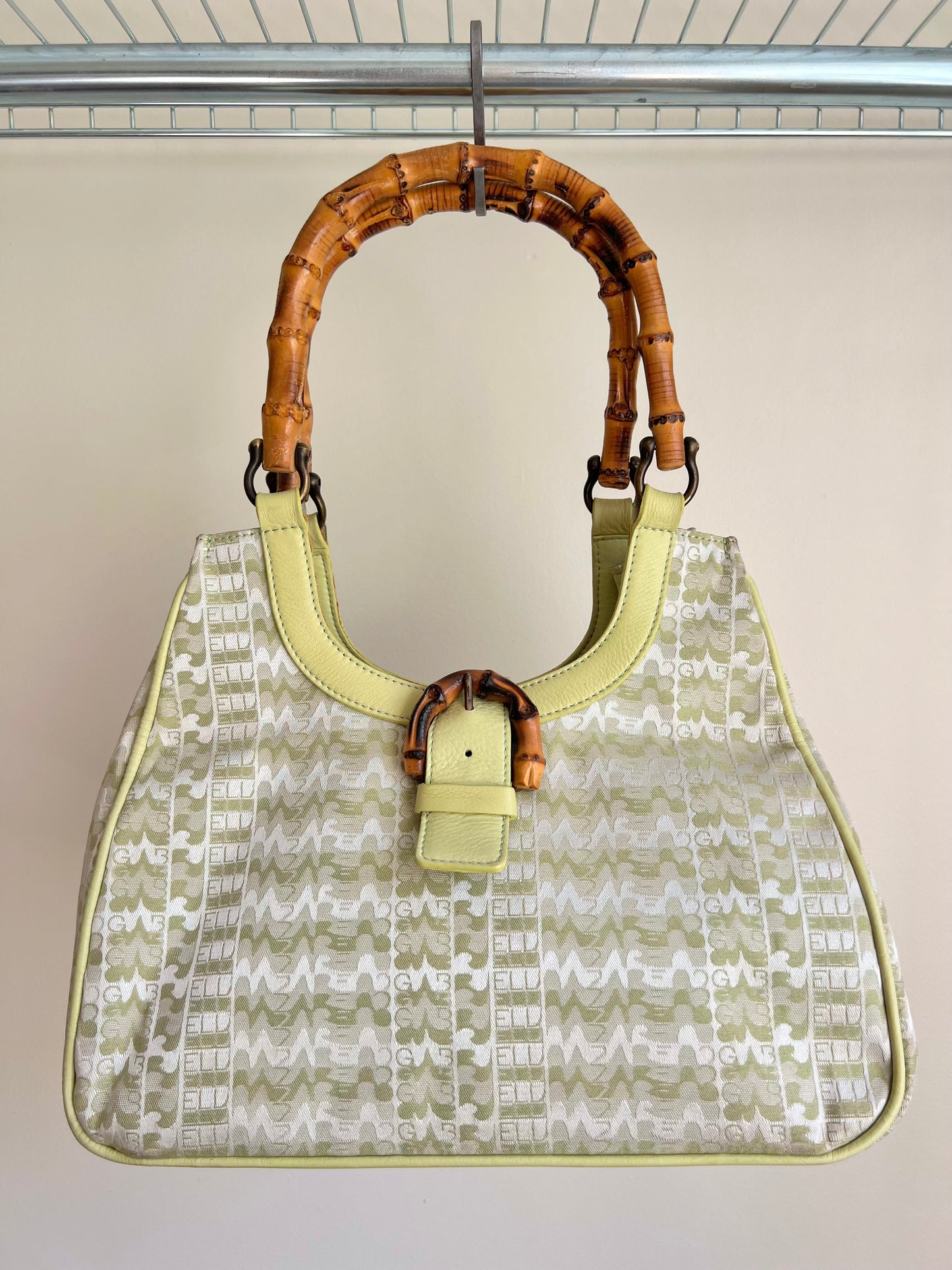 Nazareno Gabrielli Green Monogram Shoulder Bag