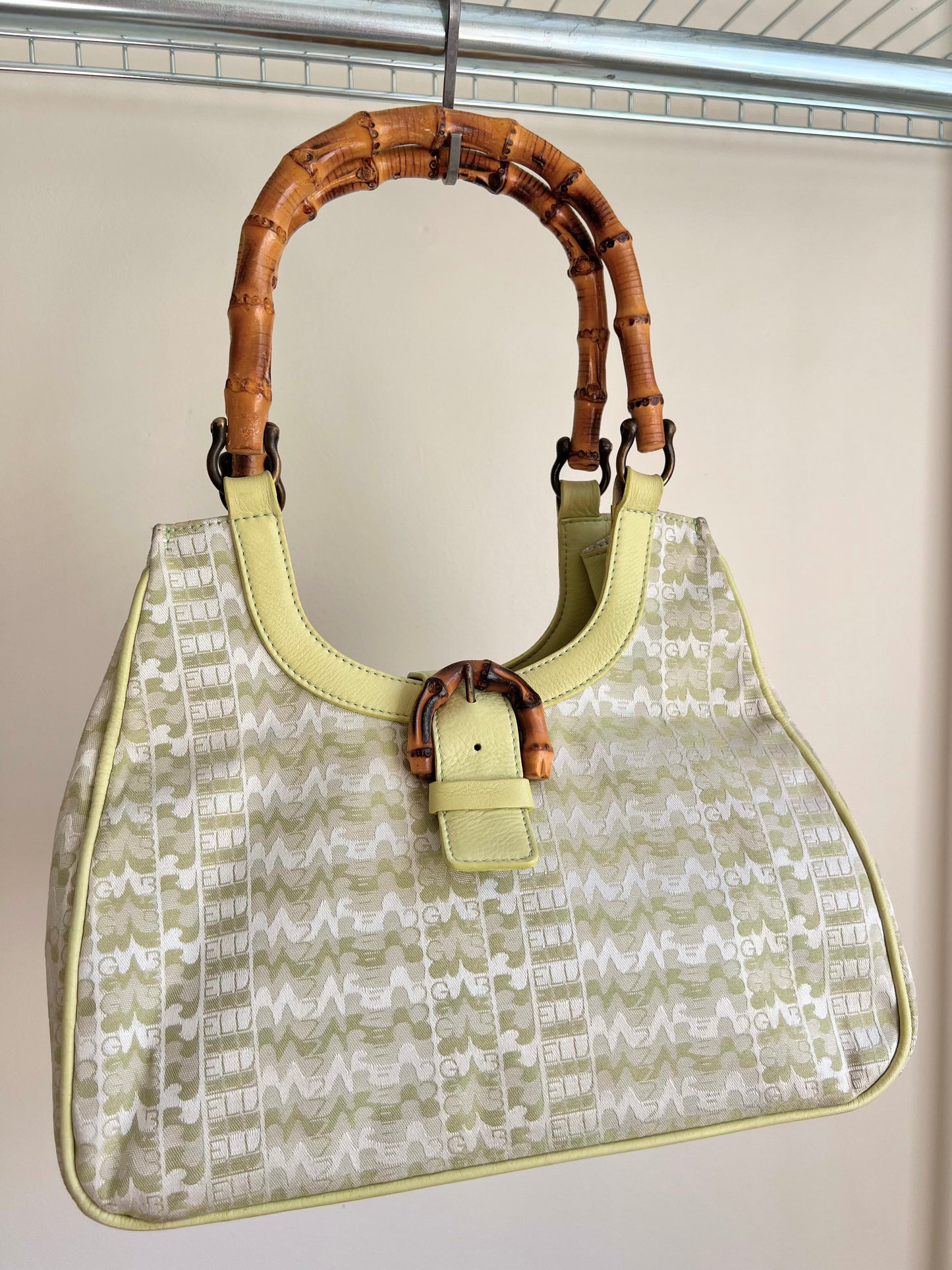 Nazareno Gabrielli Green Monogram Shoulder Bag