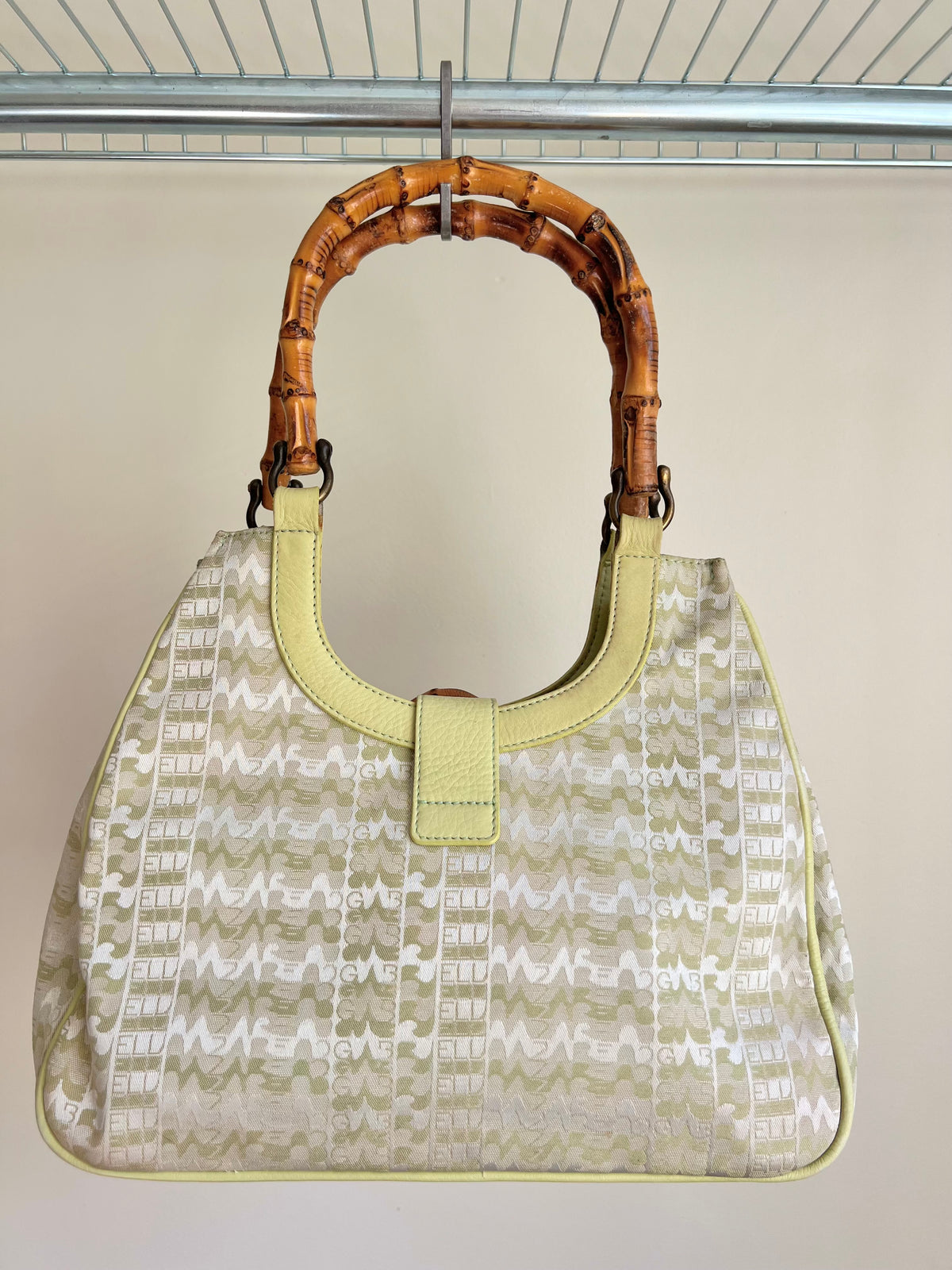 Nazareno Gabrielli Green Monogram Shoulder Bag