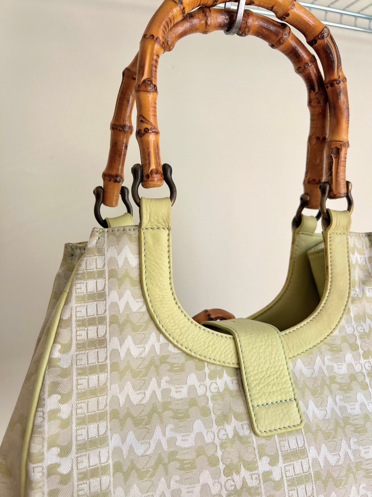 Nazareno Gabrielli Green Monogram Shoulder Bag