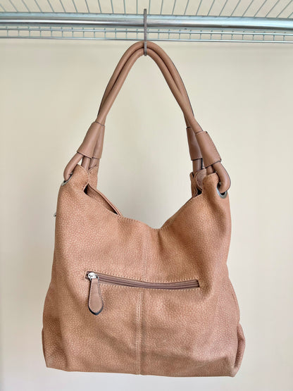 Taupe Slouchy Shoulder Bag with Tassel Detail