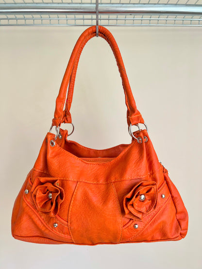 Orange Rose Detail Shoulder Bag