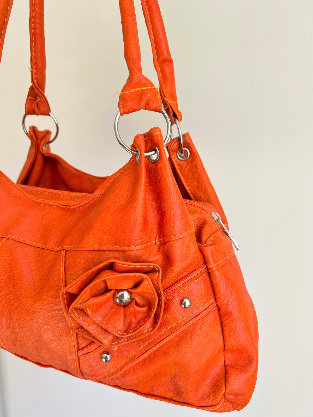 Orange Rose Detail Shoulder Bag