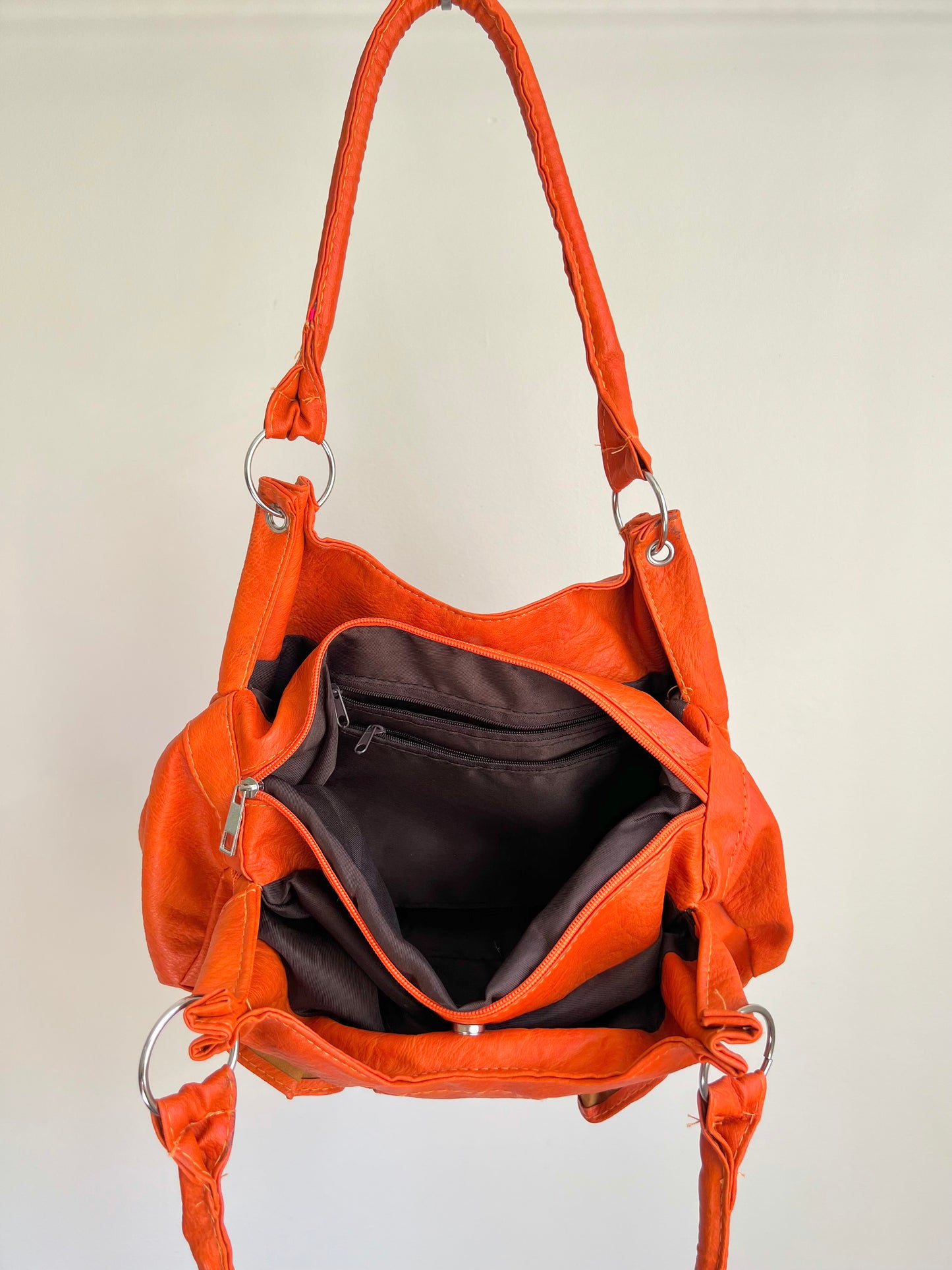 Orange Rose Detail Shoulder Bag