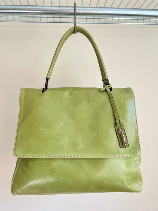 Green Italian Leather Shoulder Bag