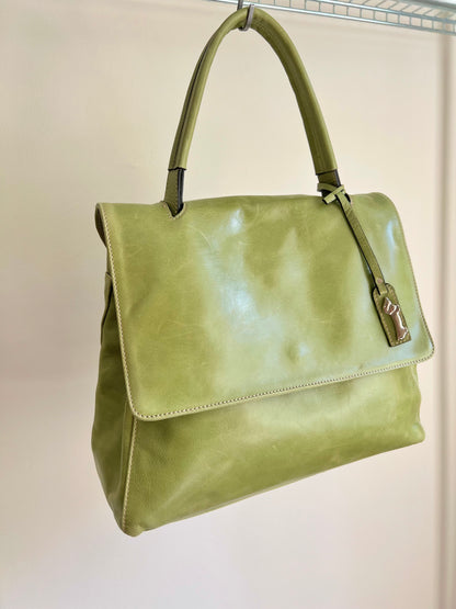 Green Italian Leather Shoulder Bag