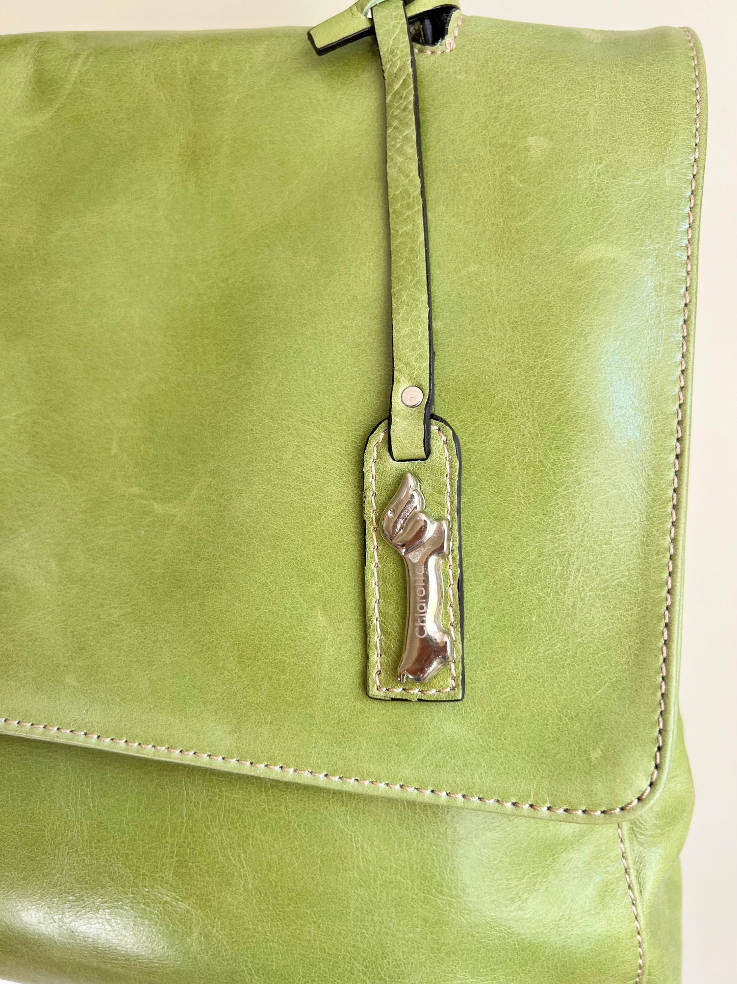 Green Italian Leather Shoulder Bag