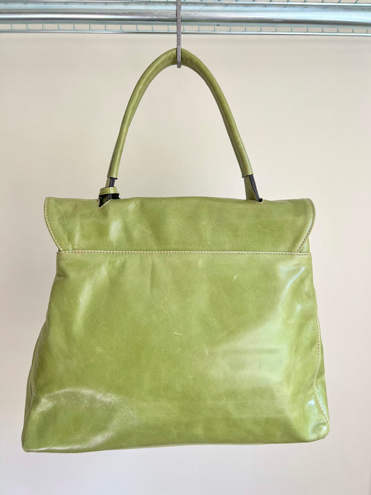 Green Italian Leather Shoulder Bag