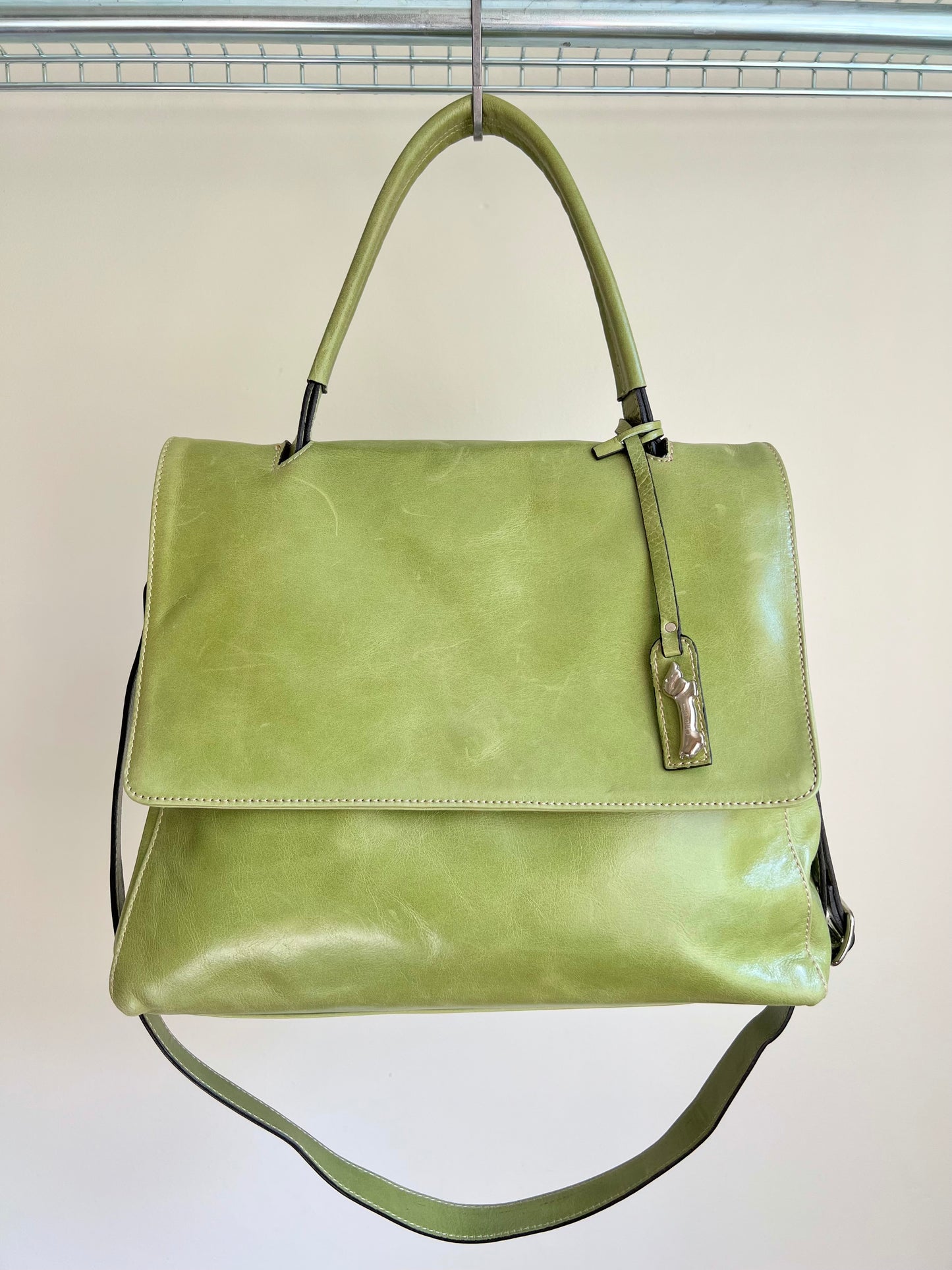 Green Italian Leather Shoulder Bag